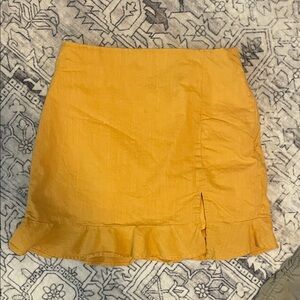 SHEIN Mustard Yellow Ruffle Hem Skirt